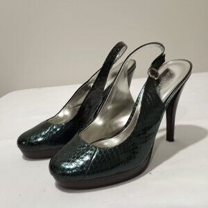 CALVIN KLEIN GREEN PLATFORM SLING BACK HIGH HEELS WOMEN SIZE 10